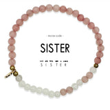 Morse Code Bracelet | SISTER: Matte Pink Quartz & Cloudy Glass
