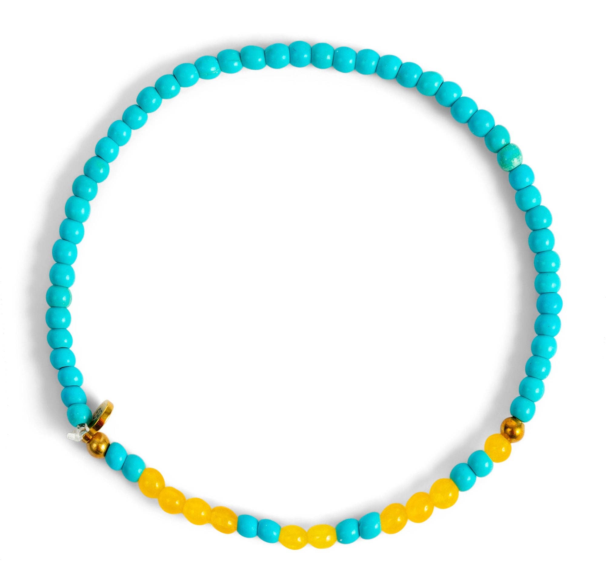 3mm Morse Code Bracelet | BRAVE: Turquoise & Yellow Quartz