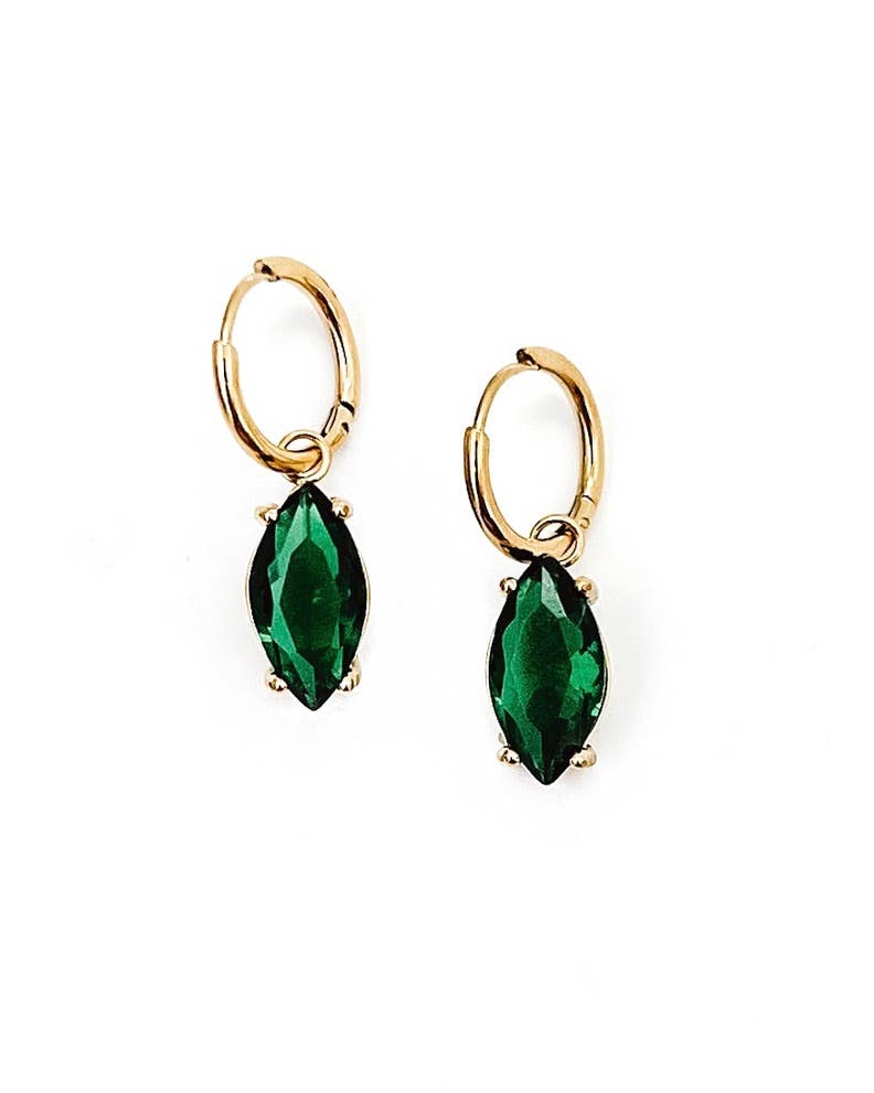 Erymon Diamond Drop Huggie Earrings || Choose Color: CRYSTAL