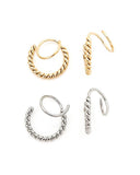 Elam Twist Hoop Earrings || Choose Color Silver Gold: SILVER
