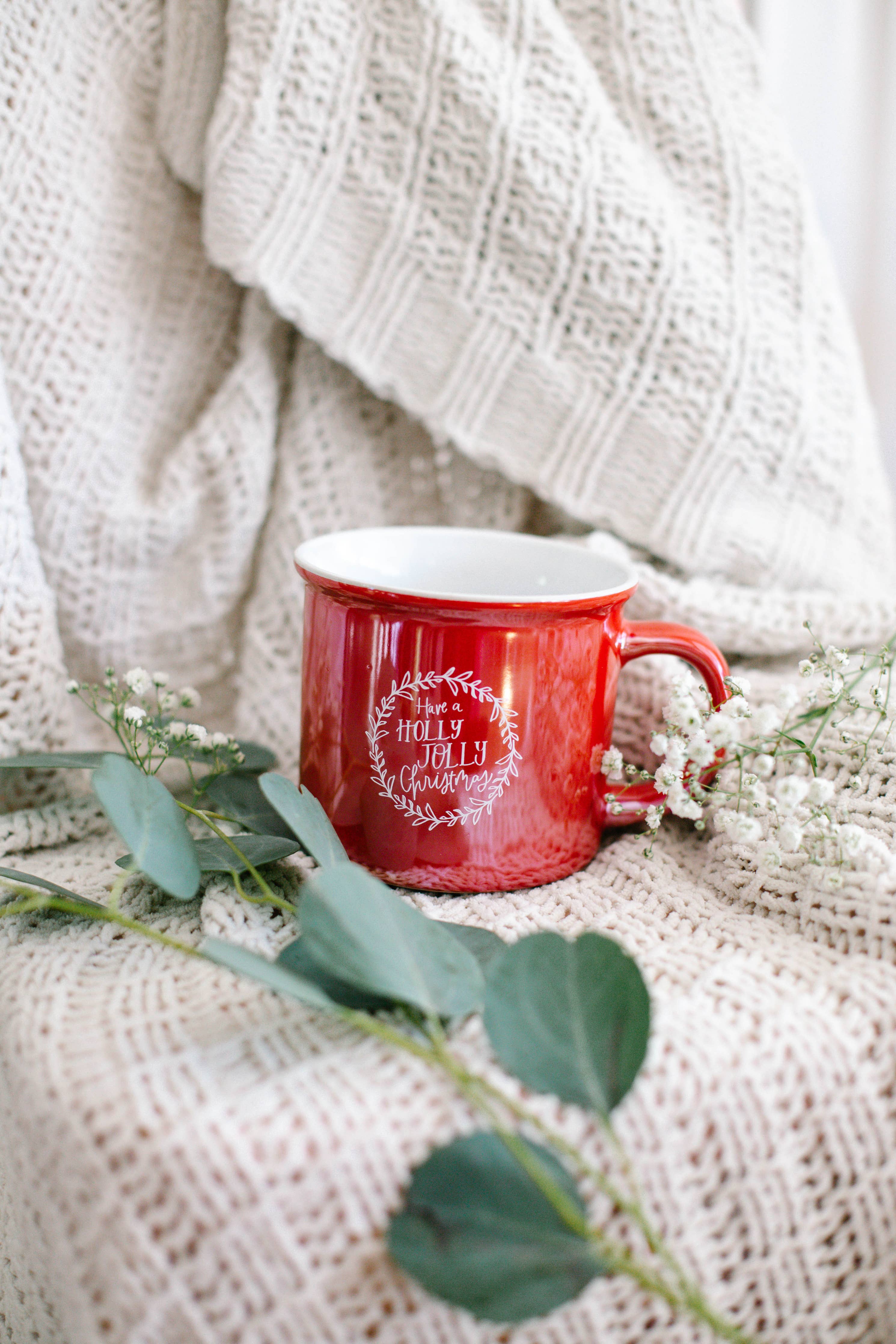 Have a Holly Jolly Christmas Red Pearlescent Ceramic Mug