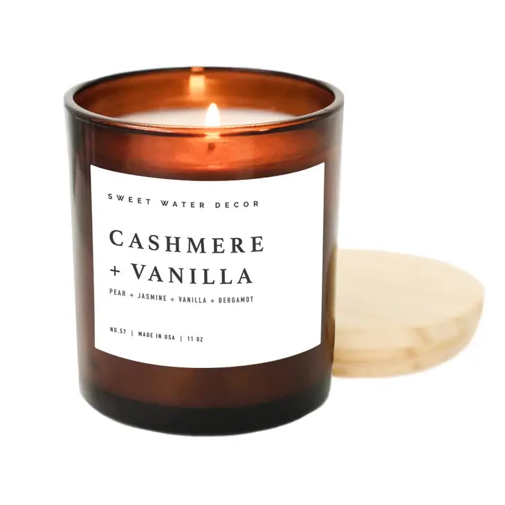 Cashmere and Vanilla Soy Candle | Amber 11oz Jar