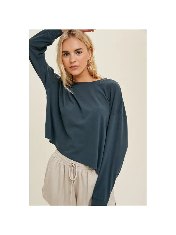 Relaxed Crop in Dark Teal