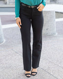 Grace and Lace Fab Fit Work Pant Straight Leg with Black Belt and Heals