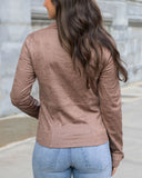 Leather Like Cafe Racer Jacket in Taupe Back View