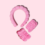Spa Headband + Wristband Set - Hot Pink