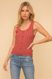Ribbed Sleeveless Button Down Sweater Top