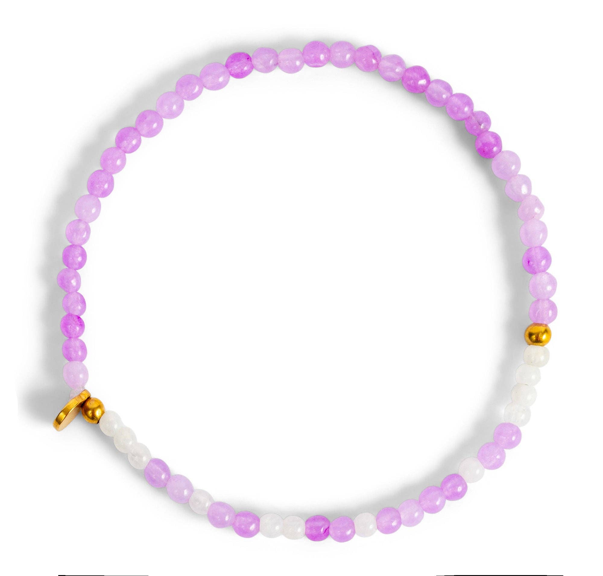 3mm Morse Code Bracelet | STRENGTH: Lavender Quartz & Cloudy Glass