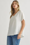 Classic V-Neck Blouse in Off White