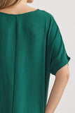 Classic V-Neck Blouse in Deep Green