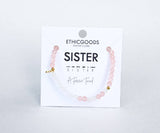 Morse Code Bracelet | SISTER: Matte Pink Quartz & Cloudy Glass