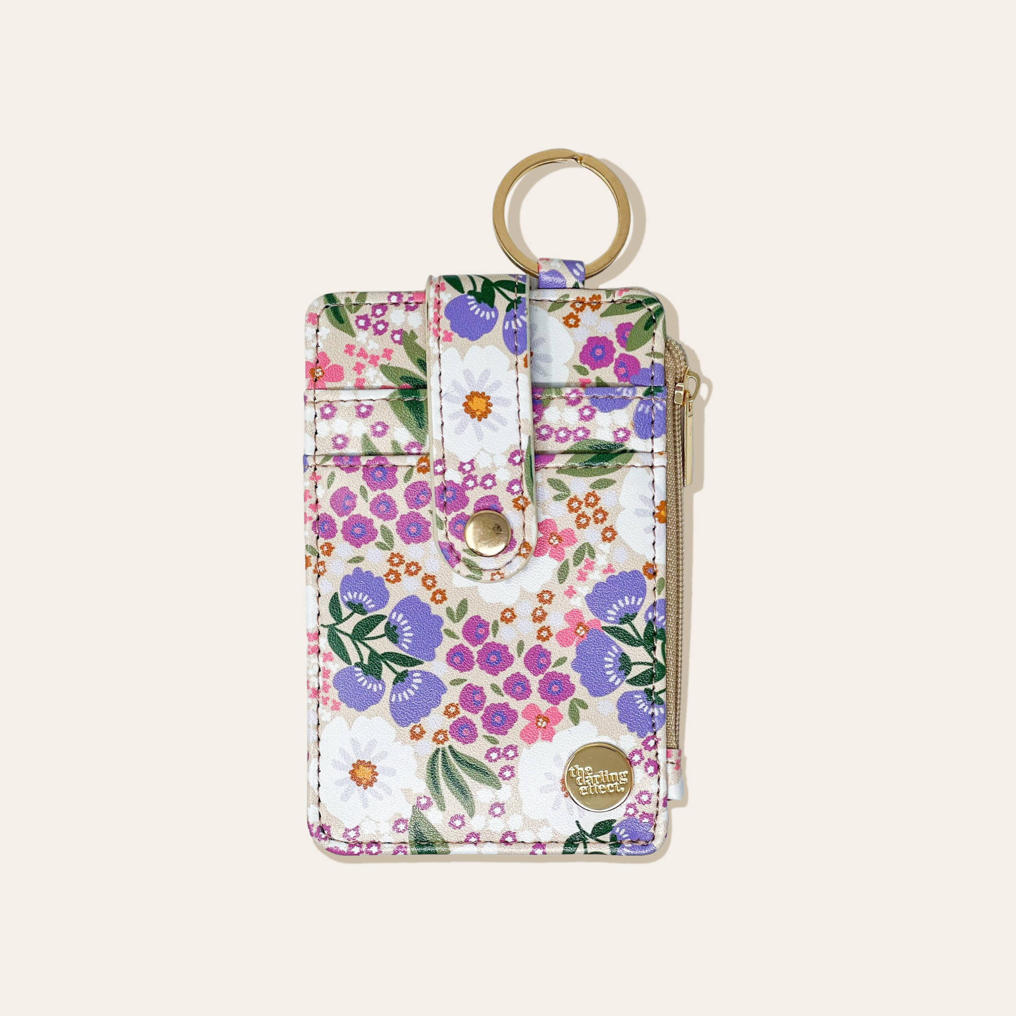 NEW! Sweet Meadow Keychain Card Wallet - Purple & Tan