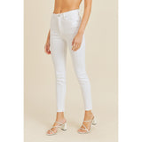 Optic White Frayed Hem Skinny Jeans
