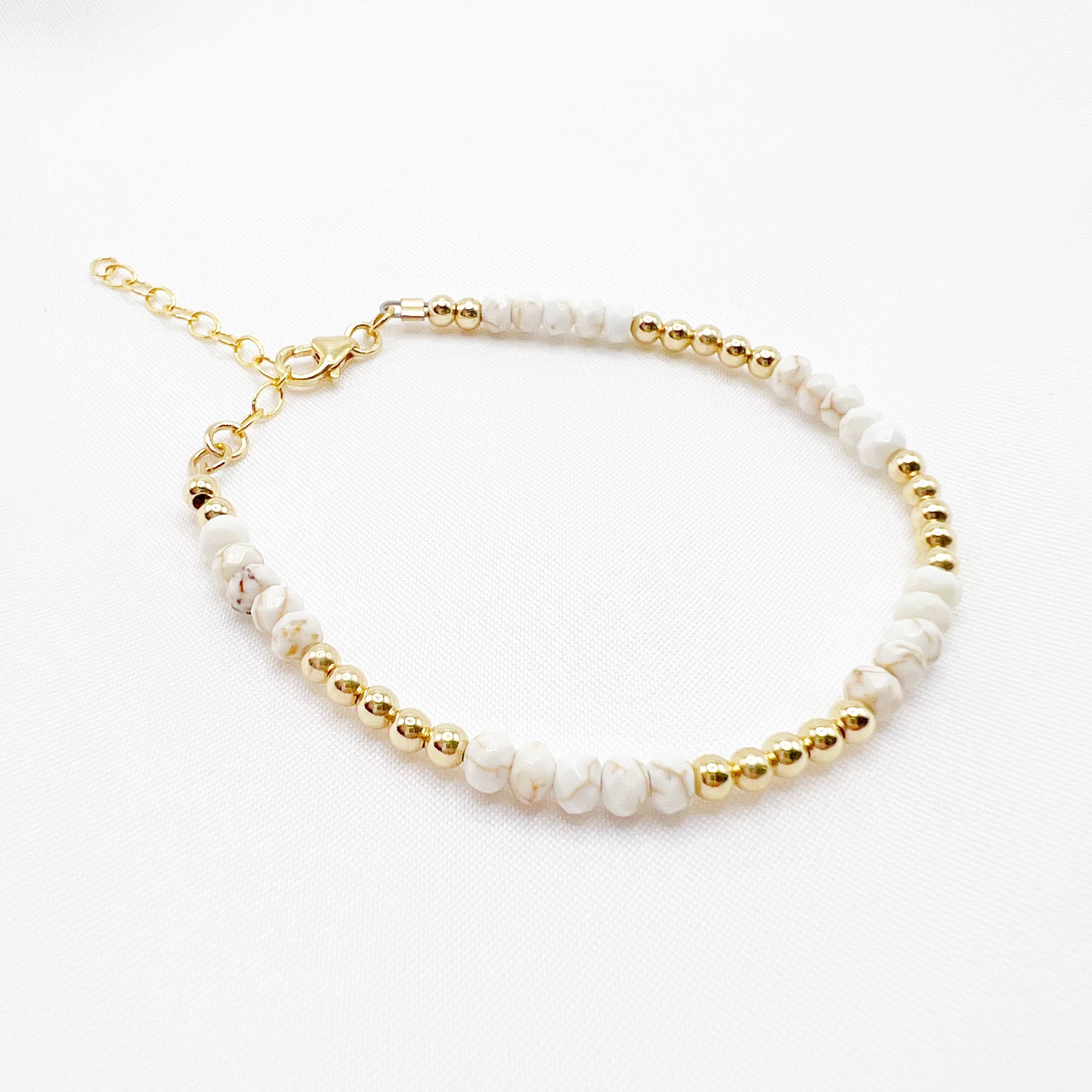 Paradise Dainty White Turquoise Beaded Gold Filled Bracelet
