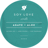 Teal Soy Love Candle Label for Agave + Aloe Candle