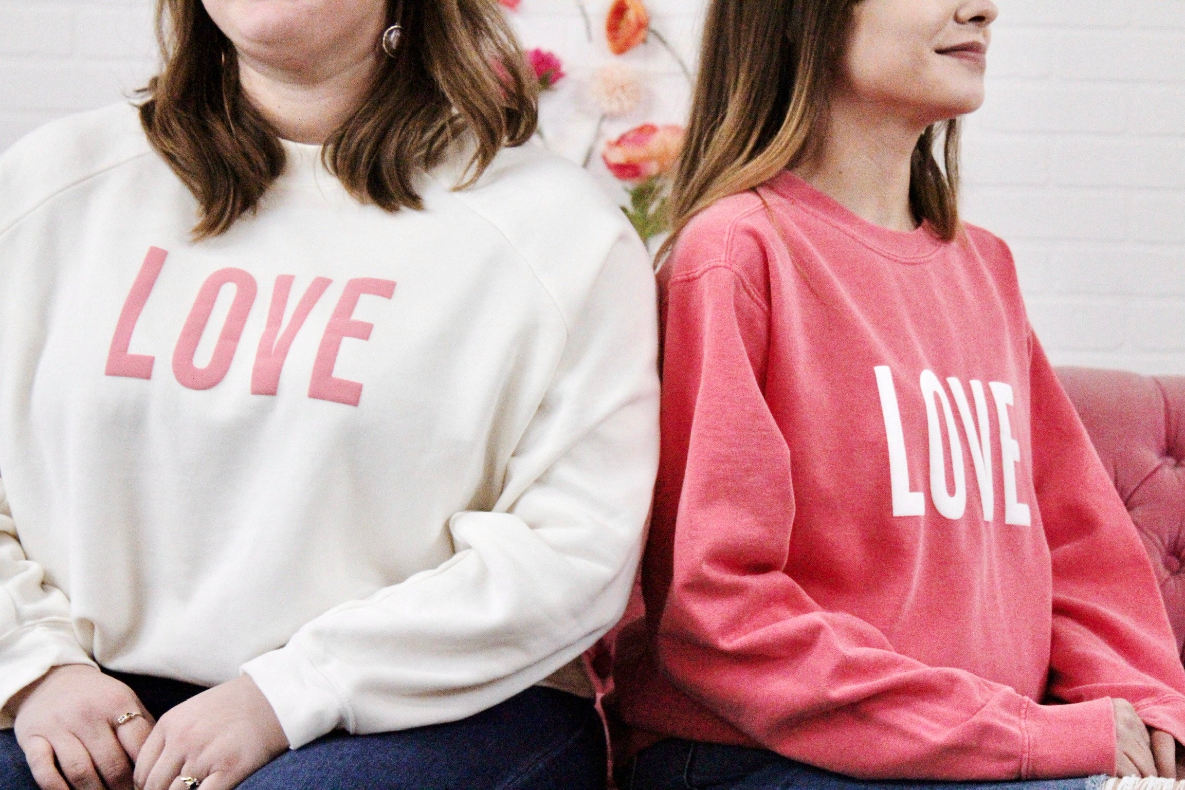 Ivory "LOVE" Puff Ink Modest Crop Sweatshirt